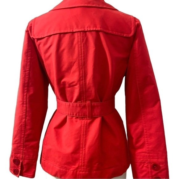 LL Bean Trench Jacket Double Breasted Peacoat Red Belted 100% Cotton MEDIUM - Picture 9 of 14